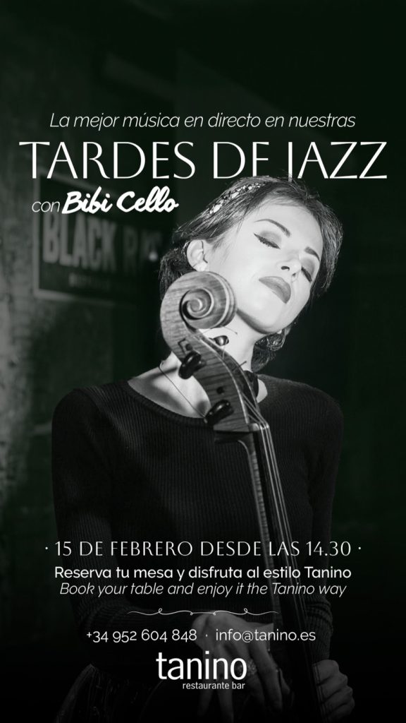 Cartel del evento Tardes de Jazz con Bibi Cello en Tanino